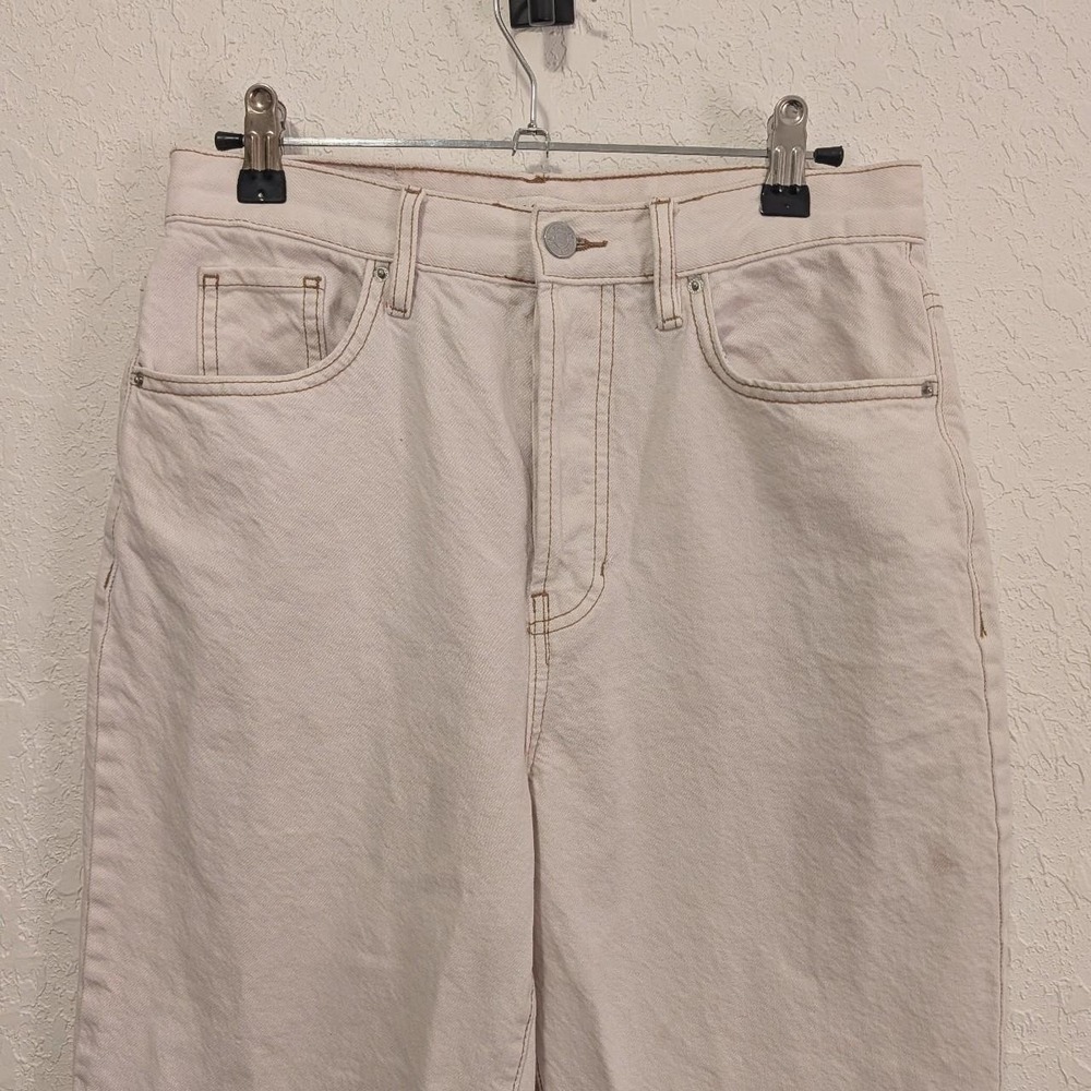 Womens PacSun Cream Dad Jeans 26 Good Button Fly High Rise Straight Leg Denim